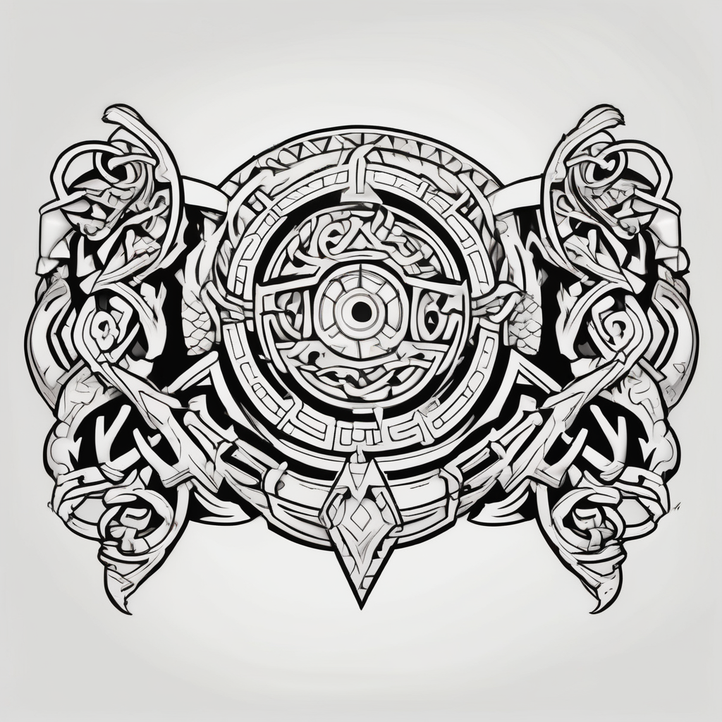 Anglo Saxon Arm bands fishing tattoos, AI-generated Cartoon tattoo design
